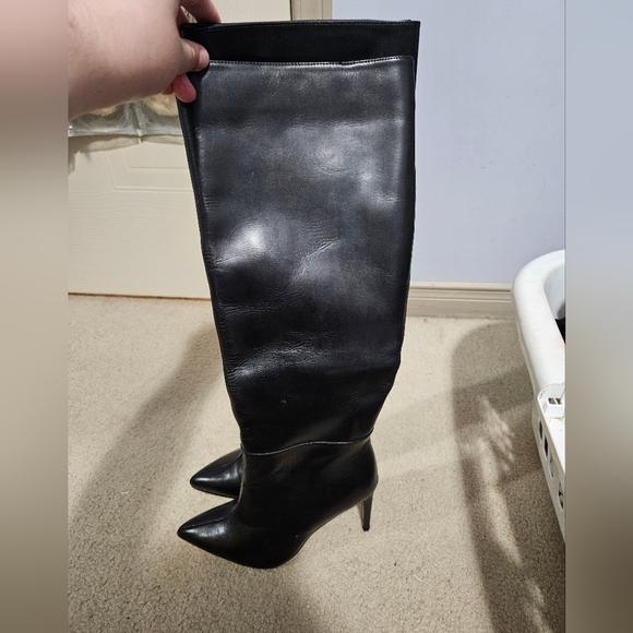 *SOLD* Black Knee-High Leather Boots - Picture 2 of 5
